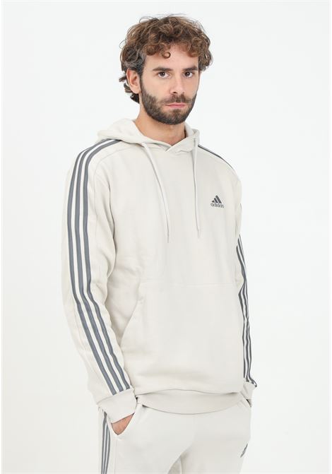 Felpa con cappuccio Essentials Fleece 3-Stripes beige da uomo ADIDAS PERFORMANCE | IX0163.